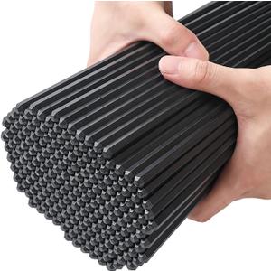 200 Pairs Hexagonal Fiberglass Sushi 24cm/9.4 Inch Dishwasher Safe Non-Slip Chopsticks,Japanese Style Black for Restaurant & Party