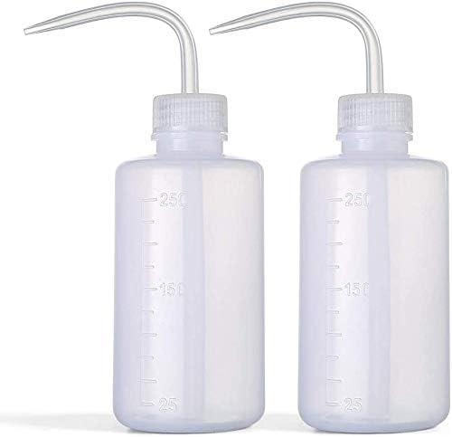 Wash Bottle 2pcs 250ml/8oz Safety Bottles Watering Tools, Economy Plastic Squeeze with Narrow Mouth Scale Labels for Medical Succulent Cleaning Washing