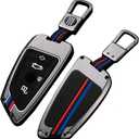 OLLEN Heavy Metal Key Fob Cover Case, Fit for BMW 2 5 6 7 Series X1 X2 X3 X5 X6 GT Series, Full Protection Key Fob Shell Case, Blade Shape, Gunmetal (1 Pcs)
