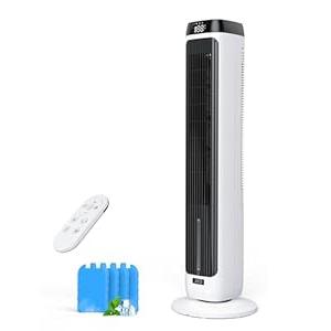 JRD 3-IN-1 Evaporative Air Cooler, 41" Portable Air Cooler with 3 Speeds, 5 Modes, Remote, 80° Oscillation Swamp Cooler with 12H Timer, Bladeless Tower Fan Cooling Fan for Bedroom Office Home