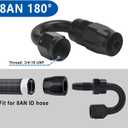 LokoCar 8AN Hose End Fitting 180 Degree Swivel For CPE Braided Hose Black 2Pcs