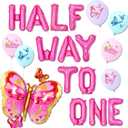 3 x JeVenis Butterfly Balloon Half Way To One Birthday Party Decoration | Butterfly Half Way To One Birthday Decoration Half Birthday Decorations Butterfly Balloon