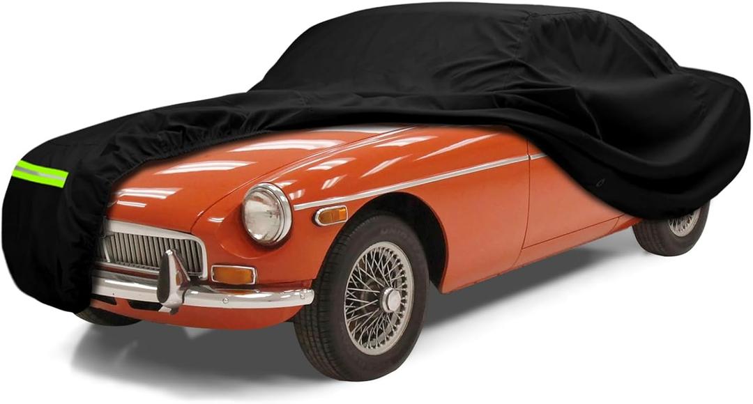 Waterproof Car Cover Compatible with 1962-1980 MG MGB Accessories 210T All Weather Car Covers with Night Reflective Strip&Anti-Theft Lock for Car Dust Snow Rain Hail Protection