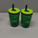 Zak Designs Kelso 15 oz Tumbler Set, (Dino Camo) Leak-Proof Screw-On Lid with Straw Made of Durable Plastic and Silicone, Perfect Cup Bundle for Kids (2pc Set)