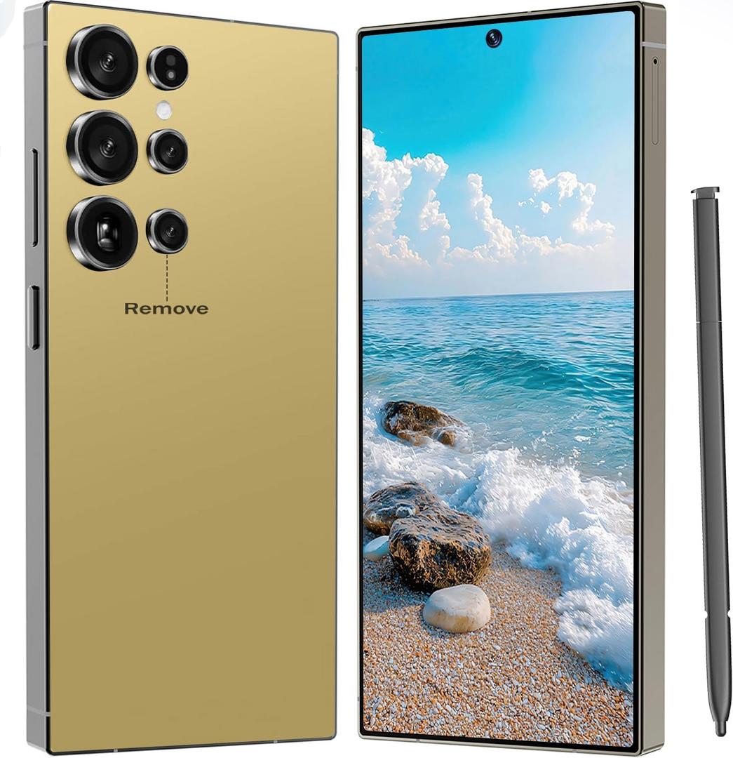 I25 Ultra Unlocked Cell Phone, 6800mAh Long Battery Life Smartphone,Built in Pen,6.8" HD Screen 8+512GB Unlocked Phones,5G/Dual SIM/Fingerprint Unlock/Face ID (Gold22)