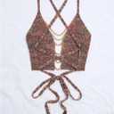 Floerns Women's Lace Up Backless Knitted Camisole Sleeveless Cropped Cami Tops (Brown Multi)