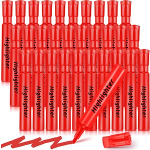 Qilery Highlighters Bulk, 30 Pack Tank Style Chisel Tip Highlighters Markers Quick Drying for Kids and Adult Coloring, Classroom Home Office School Supplies(Red)