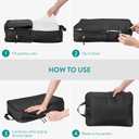 Navaris Compression Packing Cubes Set of 8 - Compressible Travel Bags for Packing Many Sizes - Lightweight Compression Travel Organizer Suitcase Carry On Luggage Backpacks - Black