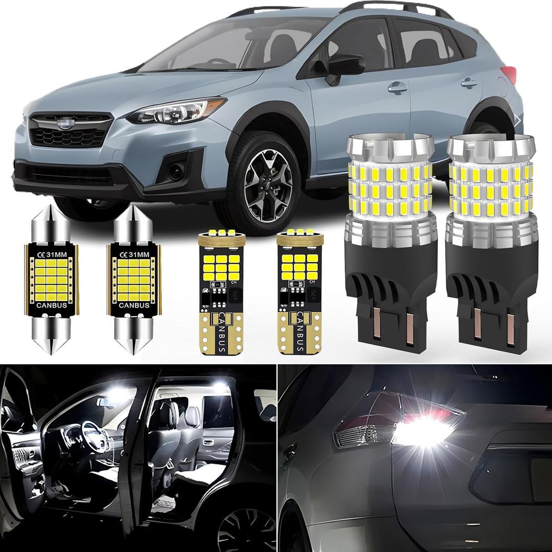 AENVTOL 10 Pieces Interior LED Light Kit + Back Up Bulb Reverse Lights Replacement for Subaru Crosstrek 2018 2019 2020 2021 2022 White LED Backup Light + Interior Bulb Package, Install Tool