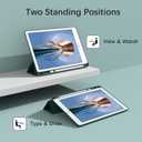 Case for iPad 10.2 2021/2020/2019, Smart Lightweight Trifold Stand Cover, Auto Sleep/Wake Soft TPU Pencil Holder Case for iPad 10.2 inch 9th/8th/7th Generation - Dark Green