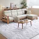 FinRec 5x8 Feet White Rugs for Bedroom Living Room, Plush Shag Area Rug, Non-Slip Fluffy Furry Rug for Nursery Kids Room Dorm Room Home Decor, Indoor Shaggy Floor Carpet