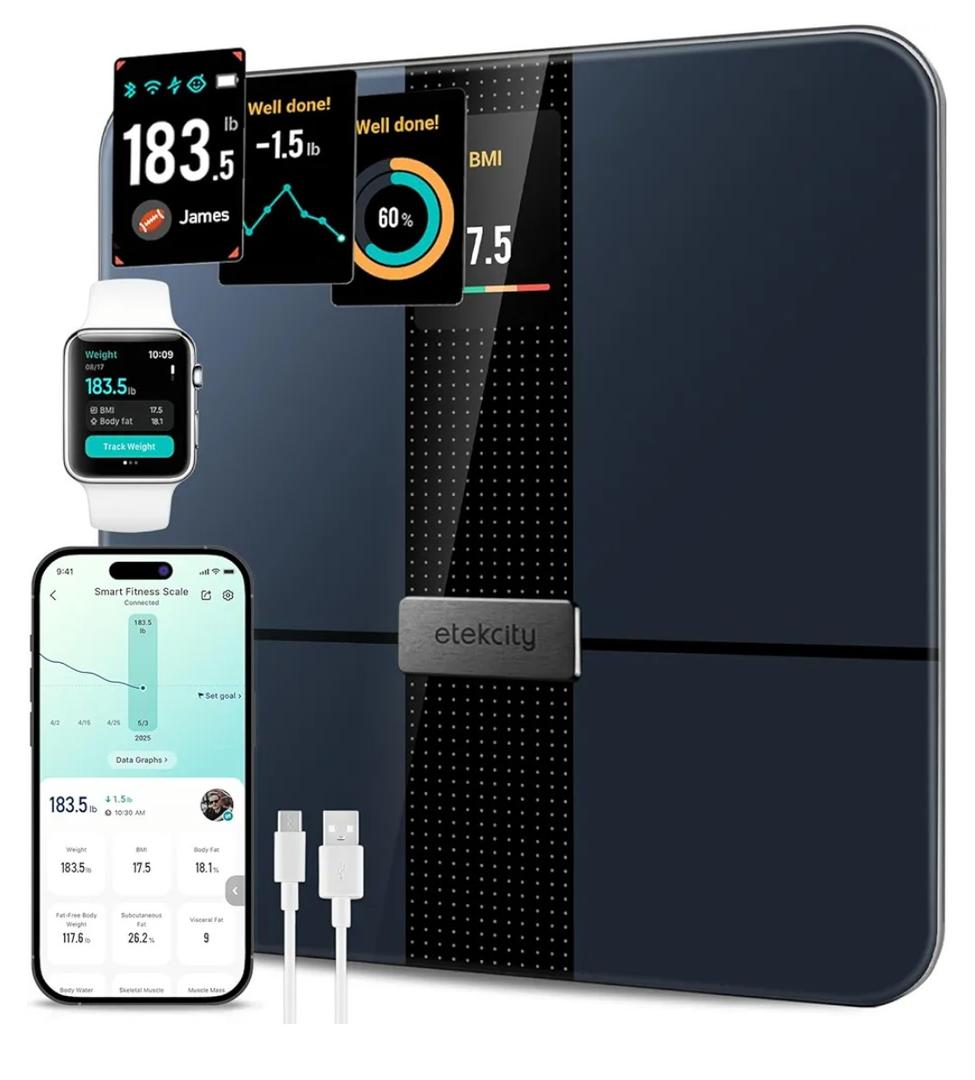 Etekcity FSA&HSA Eligible Smart Scale for Body Weight Fat, Digital Bathroom Weighing Machine for Accurate BMI Muscle Mass Composition, Home Use Apple Health Compatible Fitness Equipment
