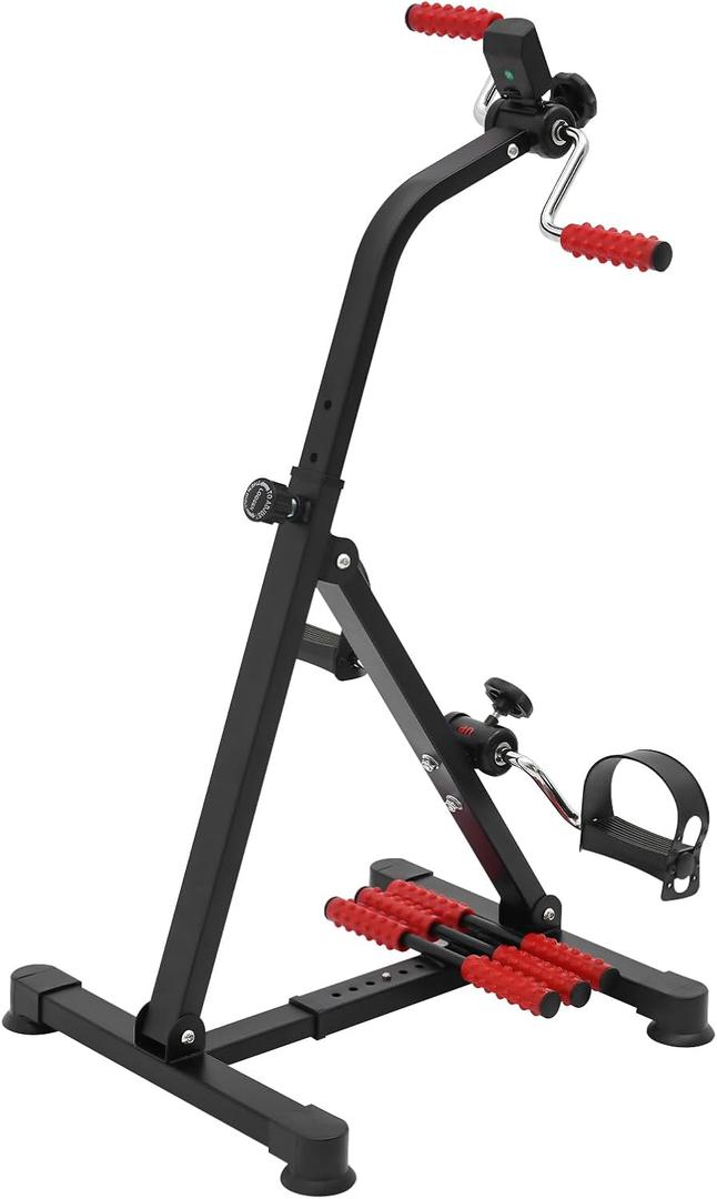 Pedal Exerciser Bike, Fitness Bike with LCD Screen, Adjustable Height(31.1-36.61 in) Knee Pedal Trainer for Seniors, Elder, 110 lbs Load Capacity