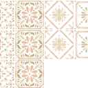 Watercolor Moroccan Ceramic Decoration Tile Floor Vinyl Sticker Vintage Wall Decals Self Adhesive Bathroom Refitting Decor Coarse Grain Film 10 PCS (7.87 * 7.87 inch * 10 PCS)