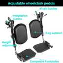 Universal Wheelchair Footrest with Comfort Foam Cushion - Adjustable Lift & Extendable Anti-Slip Foot Plate, Foldable Quick Release for Transport Chairs (Black 1 Pair) LK3JELR T94 Models Compatible