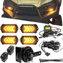 DREAMIZER UTV Turn Signal Kit with Horn,Pre-Wired, Plug and Play ATV SXS Blinker with Rocker Switch, Hazard Light, Universal Street Legal Turn Signals Compatible with Polaris Can-Am and more