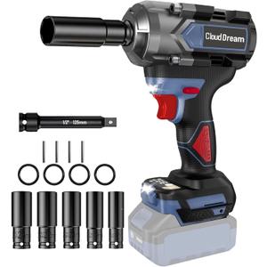 Cordless Impact Wrench 1/2 inch Compatible with DeWalt Battery,740Ft-lbs(1000 N.M) High Torque Power Tool, Brushless Electric Impact Gun for Car/Truck/Mower(No Battery Included)