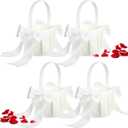 4 Pieces Rustic Flower Baskets for Weddings Western Flower Basket for Anniversary, Wedding Banquet Party Supplies(Delicate Style)