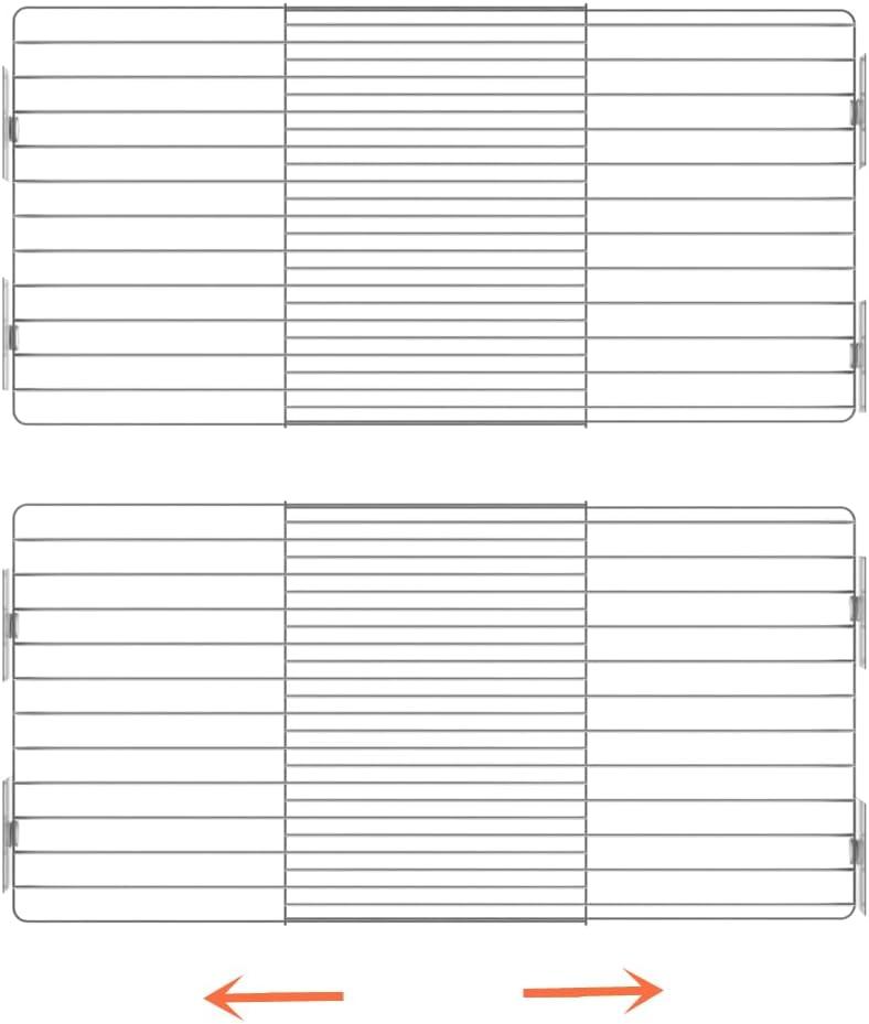 Slideep Adjustable Closet Storage Shelves with Seamless Sticker, Stainless Steel Expandable Wardrobe Shelves Organizer System for School Locker, Under Sink (Large, 2Pack) (12"D x 16.9"W)