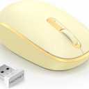 TECKNET Wireless Mouse, 2.4G Quiet Computer Mouse with USB Receiver, 4 Buttons Portable Cordless Mice for Chromebook, Laptop, PC, Mac, 800/1200/1600 DPI - Yellow