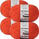 #6 Super Bulky Blanket Yarn for Crocheting - 4 Skeins(Each 10.5oz/300g, 220yds/201m), Chunky Chenille Thick Plush Big Soft Yarn for Crocheting Knitting Blankets, Solar Orange