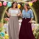 Ficerd 3 Pack Plus Size Maxi Skirts for Curvy Women Pockets Casual 2026 Boho Summer Flowy Long Skirt a Line High Waist Dress, XL