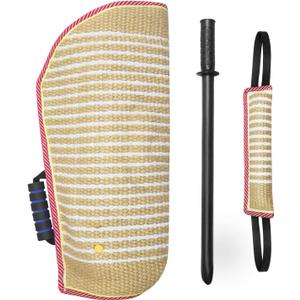 Dog Bite Training Set Dog Bite Sleeve Arm with Whip Agitation Stick, Professional Dogs Agility Training Equipment Protection for Biting, Dog Bite Pillow Tug Toy, Interactive K9 Pitbull German Shepherd