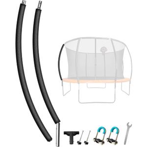 1PCS Trampoline Curved Pole, Universal Trampoline Replacement Enclosure Pole to Fit 8-16FT Curved Pole Trampoline Frame, Includes Foam Sleeve and Hardware with 2 Installation Options