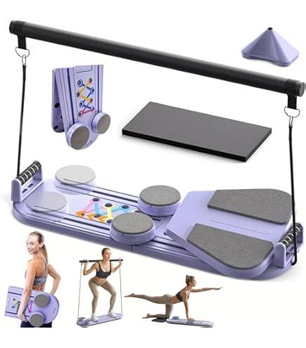 Pilates Board,Foldable Pilates Reformer Sets with Timer,Multifunctional Abdominal Pilates Board for Home Workout Equipment,Portable Ab Board Trainer Pilates Exercise Machine, Pilates Board for Women (Purple)