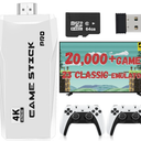 Retro Game Console Stick, Classic Video Gaming Stick with 4K HDMI, Builtin 23 Emulators, 20000+ Games  Plug & Play TV Video GameStick with Upgrade Dual Controllers
