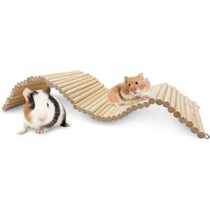 Hamiledyi Large Wooden Bridge Hamster Ladder House for Small Animals, Tunnel, Ladder, Chew Toys for Hamster Bunny Guinea Pigs Rats Chinchilla (26.4"7.9")