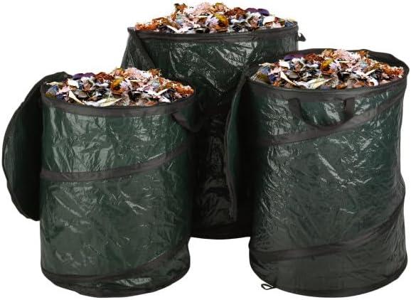 Trash Can Camping Essentials 3-Pack - 44-Gal, 29.5-Gal, and 23.1-Gal Collapsible Outdoor Portable Pop-Up Trash Cans for Parties, Laundry Hamper, or Yard Waste Bag/Leaf Bin by Wakeman Outdoors