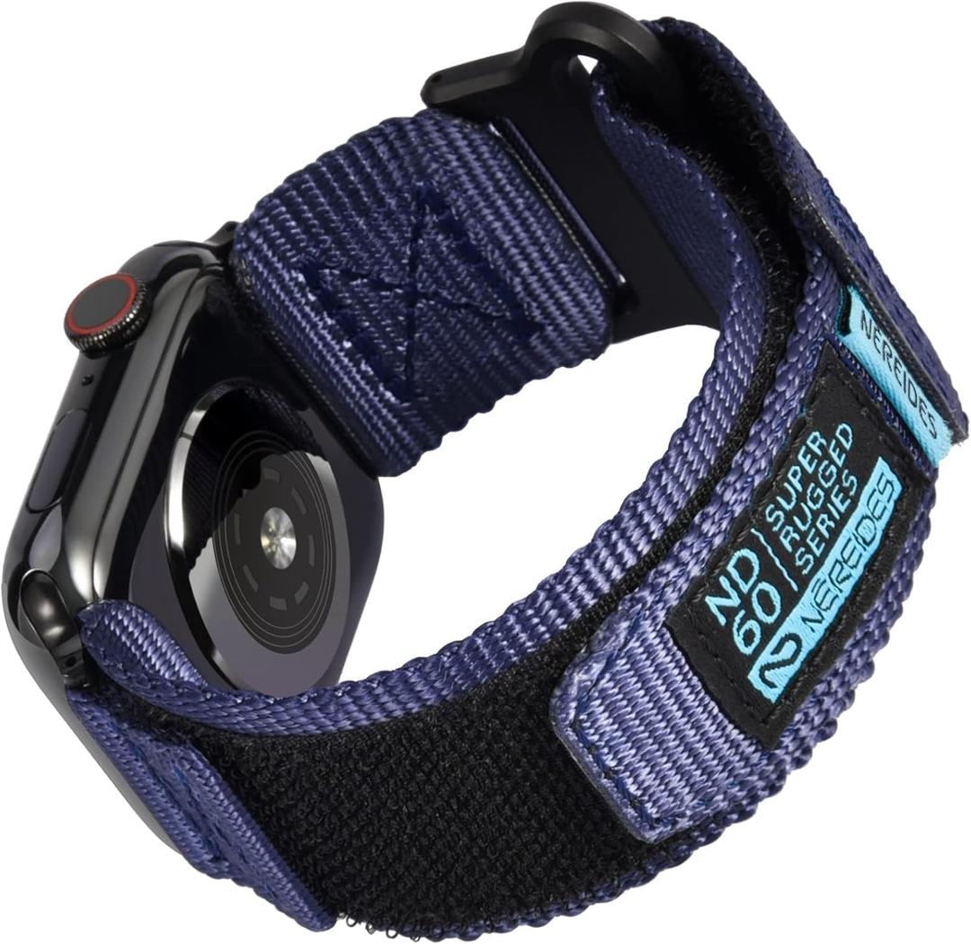 Nereides Compatible with Apple Watch Series 11 Band Series 10/9/8/7/6/5/4/SE/SE2/SE3/Ultra 3/2/1, Nylon Sports Strap with Woven Design for 49mm/46mm/45mm/44mm(L, Blue)