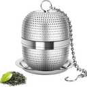 Numola Tea Ball Infuser for Loose Tea, Extra Fine Mesh Tea Strainer with Drip Tray, 304 Stainless Steel Tea Steeper for Black Tea, Rooibos, etc
