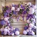 Purple Balloon Garland Kit - Double Stuffed Dark Purple Lavender Balloon Arch Latex Pearl Lilac Color for Baby Shower Birthday Butterfly Wedding Fairy Floral Wild Flower Party Decor