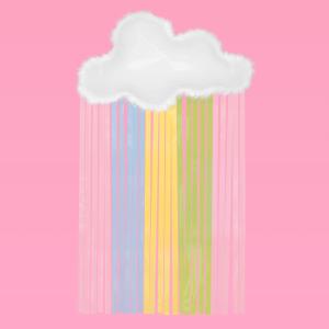 xo, Fetti Rainbow Cloud Fringe Balloon w/Feather Trim - 27" | Rainbow Birthday Party Decorations, Bachelorette Backdrop, Cute Baby Shower Decor, Pastel Bday Supplies, Fun Photo Booth