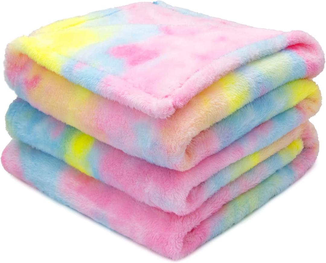 MUGD Soft Blankets Fleece Soft Fuzzy Throw Blanket Kids Warm Throw Blanket for Bed (Baby(40"x50"/ 100x130cm), Multi Rainbow)