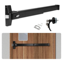 BEAMNOVA 27.5 in Door Push Bar Panic Exit Device Commercial Exterior Lever Lock Key Set Gate Roller Strike Plate End Cap Hardware Parts, for 27.5 to 41 inches Wide Door, Black