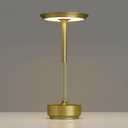 TBBGA 1 Pack Cordless Table Lamps Rechargeable, Portable 5000mAh Battery Operated Lamp, 3 Color Stepless Dimming LED Table Light with Memory Function, for Outdoor/Dinner/Patio/Restaurant.(Gold)