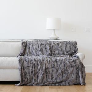 GRACED SOFT LUXURIES Oversized Throw Blanket Living Room Decor Softest Warm Elegant Aesthetic Comfy Cozy Faux Fur for Home, Couch, Sofa, Bed, Chair (XL 60" x 80", Marbled Gray) (Extra Large 60" x 80")