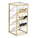 ELLDOO Rollerball Perfume Organizer, 4 Compartment Clear Glass Perfume Storage Holder Vintage Beauty Scent Holder, Metal Makeup Lipgloss Lipstick Display Case