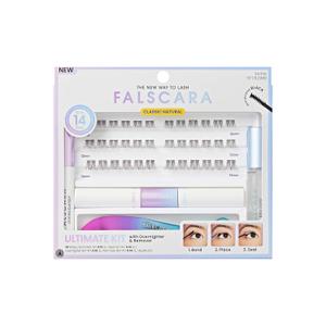 FALSCARA False Eyelash Clusters Special All Inclusive Starter Kit, Bond & Seal, Precision Applicator, Overnighter & Remover, 36 Lengthening 10mm-14mm Sporty Rounded Natural Volume Lash Extension Wisps (Black)