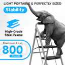 5 Step Ladder, Foldable Step Stool with Wide Anti-Slip Pedal & Thick Rubber Feet, Cushioned Handle, Safe-Lock Design, Folding Portable Ladder for Multi-Purpose, 800lb, Grey