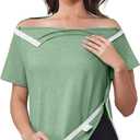 Deyeek Post Shoulder Surgery Shirts for Women Tear Away Side Snap Chemo Port Shirts Short Sleeve Adaptive Clothing (Green, XXXL)