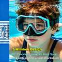 Kids Swim Goggles Snorkel Mask, Latest 3-Window Lens Wide Vision, Crystal Clear, Swimming Goggles Soft Nose Cover