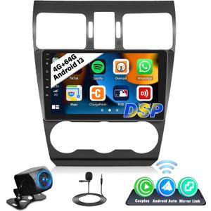 UNITOPSCI 4G+64G Android Car Stereo Radio for Subaru Forester WRX Impreza 2015-2018 CarPlay Android Auto Bluetooth 5.0 GPS 9 Inch 1280 * 720 Touchscreen DSP 32 EQ FM/RDS WiFi SWC Backup Camera Mic