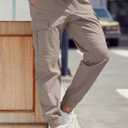 JMIERR Mens Fashion Cargo Pants - Casual Cotton Tapered Stretch Twill Drawstring Athletic Joggers Sweatpants with 6 Pockets (Beige, XL)
