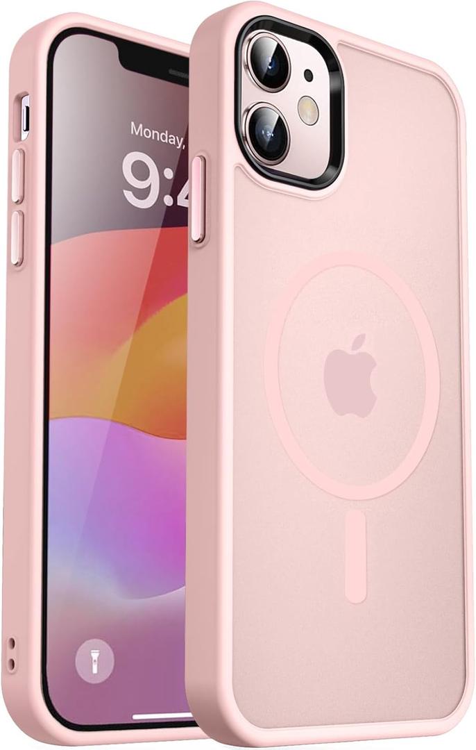 MOCCA Strong Magnetic for iPhone 12 Case/iPhone 12 Pro Case, [Compatible with Magsafe][Mil-Grade Drop Protection] Slim Shockproof Translucent Protective Phone Case for iPhone 12/12 Pro, Pink Orange