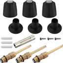 39619 Bathtub Shower Handle Remodel/Rebuild Trim Kit, Shower Knob 3 Piece for Price Pfister Verve Faucets, Includes 12H-2H, 12H-2C, 12H-18D Stems and Tubs knob Handle and Flange Base (Matte Black)
