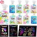 Valentines Day Gifts for Kids, 24 Pack Scratch Art Rainbow Notebook Students Classroom Gifts Bulk for Girls Boys Goodie Bags Stuffers, Return Gifts for Birthday Party Favors Bulk Kids Crafts
